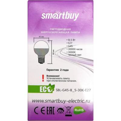 LED лампа G45/8,5W/3000/E27, Smartbuy