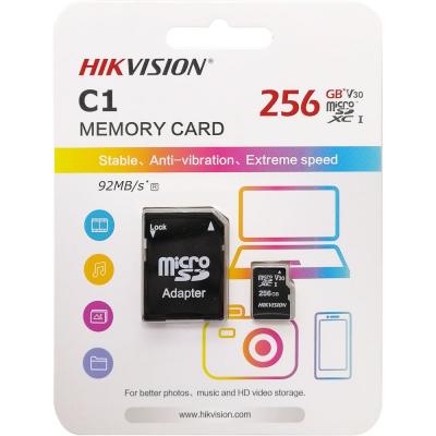 microSDXC Hikvision 256GB Class 10 UHS-I U1 92/50 MB/s + адаптер SD, HS-TF-C1(STD)/256G/ADAPTER