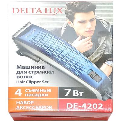 Машинка для стрижки DELTA LUX DE-4202 (7W,220V,4 насадки) синий