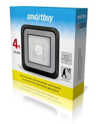 Светильник Smartbuy 4 LED 4AAA, датчик движения и света, черный (SBF-4-K)