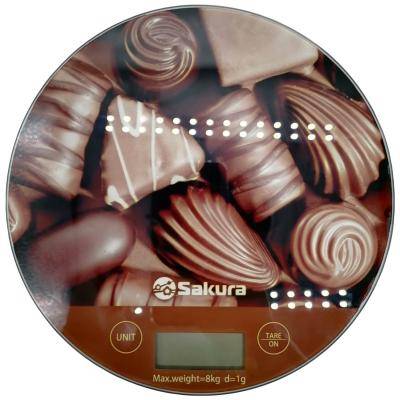 Весы кухонные SAKURA SA-6076C 8кг, электронные., "Шоколад"