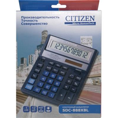 Калькулятор CITIZEN SDC-888XBL 12-разр., настольный, синий