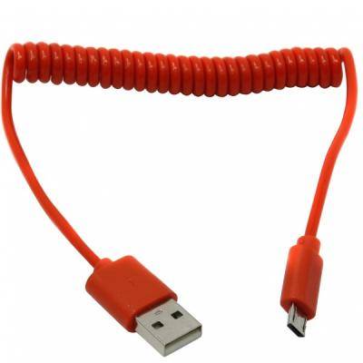 Кабель USB - micro USB, 1,0м, Smartbuy, спиральный, красный (iK-12sp red)