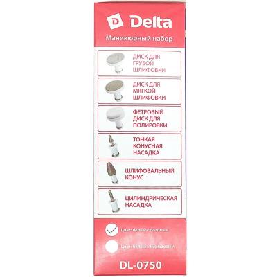 Маникюрный набор DELTA DL-0750 (3Вт, 6 насадок, 2*АА), белый/розовый