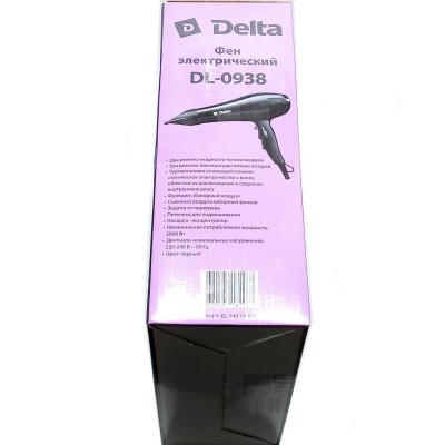 Фен DELTA DL-0938 (2200Вт, хол. воздух, ионизация), черный