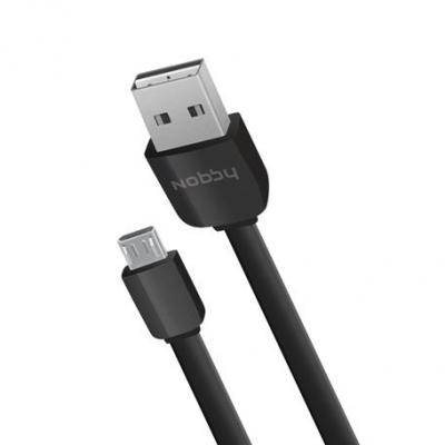 Кабель USB - micro USB, 1,0м, Nobby Comfort 010-001, двустор.конн., плоский, черный