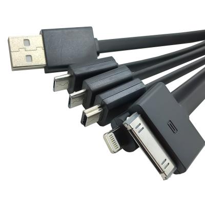 Кабель 4 в 1 USB - Lightning+ 30pin+micro USB+mini USB, 0,15см, Robiton P9