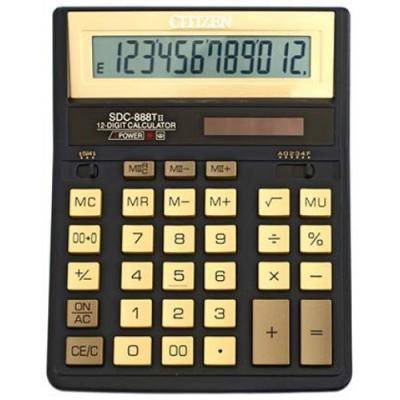 Калькулятор CITIZEN SDC-888TIIGE 12-разр., настольный, черный/золото