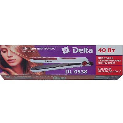 Выпрямитель волос DELTA DL-0538 (керамич.,40Вт, t-200C°), белый/т.розовый