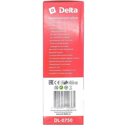 Маникюрный набор DELTA DL-0750 (3Вт, 6 насадок, 2*АА), белый/розовый