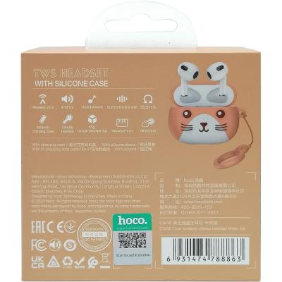 Гарнитура HOCO EW46 Cat, Bluetooth, в кейсе, белый/бежевый