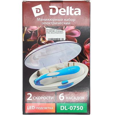 Маникюрный набор DELTA DL-0750 (3Вт, 6 насадок, 2*АА), белый/бирюзовый