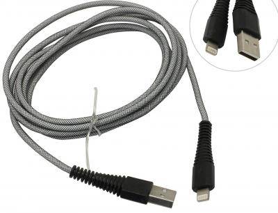 Кабель USB - Lightning 8pin, 2,0м, Smartbuy, карбон, экстрапрочный, до 2А, белый (iK-520n-2 white)