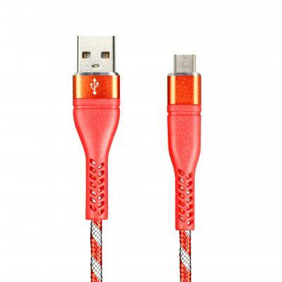 Кабель USB - micro USB, 1,0м, Smartbuy, CARBON CANDY, 2A, красный (iK-12CAC red)