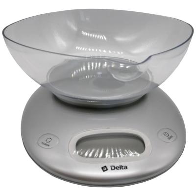 Весы кухонные DELTA KCE-34 (электронные, чаша, 5кг, 2*AAA) серебро