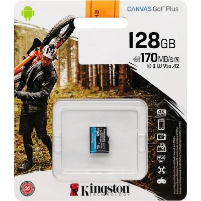 microSDXC Kingston 128GB Class 10 Canvas Go Plus UHS-I U3 V30 A2 170/70Mbs, SDCG3/128GBSP