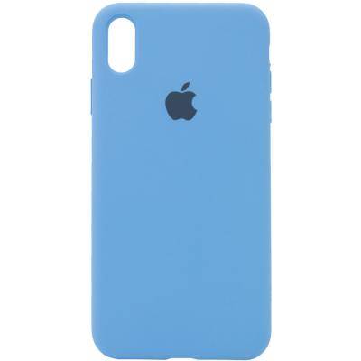 Чехол-накладка iPhone XR, резиновый, Soft touch, Silicone Case, с полным покрытием, лого, небесный