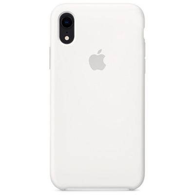 Чехол-накладка iPhone XR, резиновый, Soft touch, Silicone Case, с полным покрытием, лого, белый