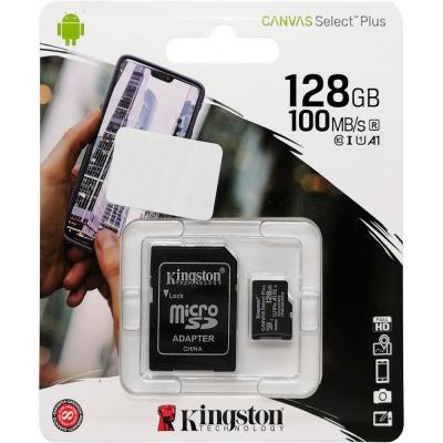 microSDXC Kingston 128GB Class 10 UHS-I Canvas Select Plus A1 100MB/s + адаптер SD (SDCS2/128GB)