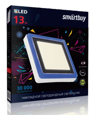 Накладной (LED) Светильник Квадрат с подсв. DLB (SBLSq1-DLB-13-3K-B)Smartbuy-13W/3000K+B/IP20
