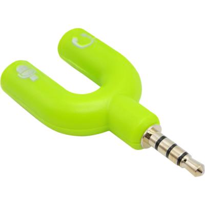 Переходник шт.3,5 (4pin) - 2 гн. 3,5 (MIC+headphones), Орбита OT-AVC40(3301), зеленый