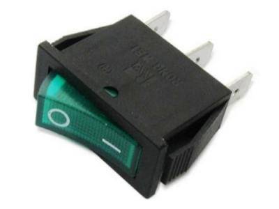 Переключатель клавишный IRS-101-2C (ON-OFF) 250V/15A зеленый с подсветкой