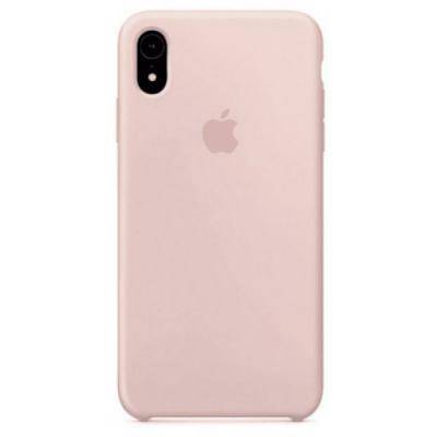 Чехол-накладка iPhone XR, резиновый, Soft touch, Silicone Case, с полным покрытием, лого,сер.розовый
