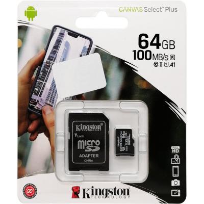 microSDXC Kingston 64GB Class 10 Canvas Select Plus A1 100MB/s + адаптер SD (SDCS2/64GB)
