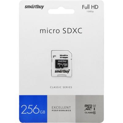 microSDXC Smartbuy 256GB Class 10 UHS-I (3) + адаптер SD